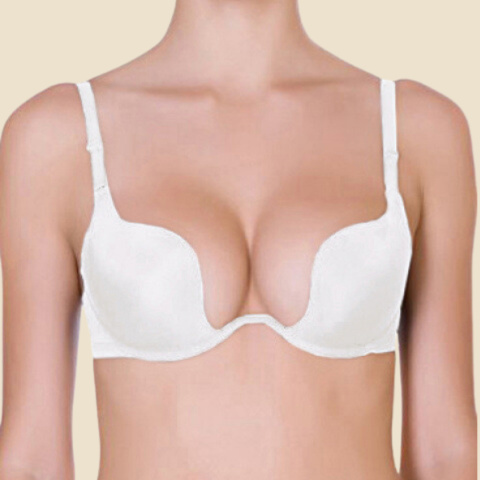 Soutien gorge plongeant et shorty dentelle en blanc vue de face SEXY BRA CHIC